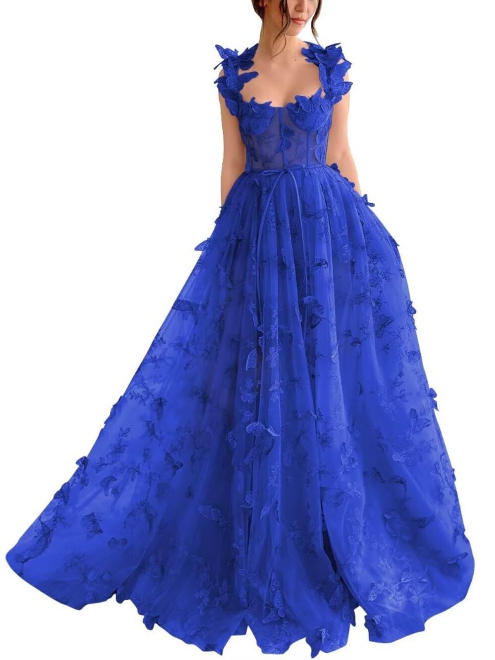 Stormy Blue Butterfly Fairycore Corset Dress | Size 16 | Cottagecore Formal